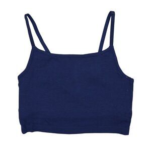 Gap Body Cotton Ribbed Cropped Cami Top With Built-In Bra NWT Elysian Blue